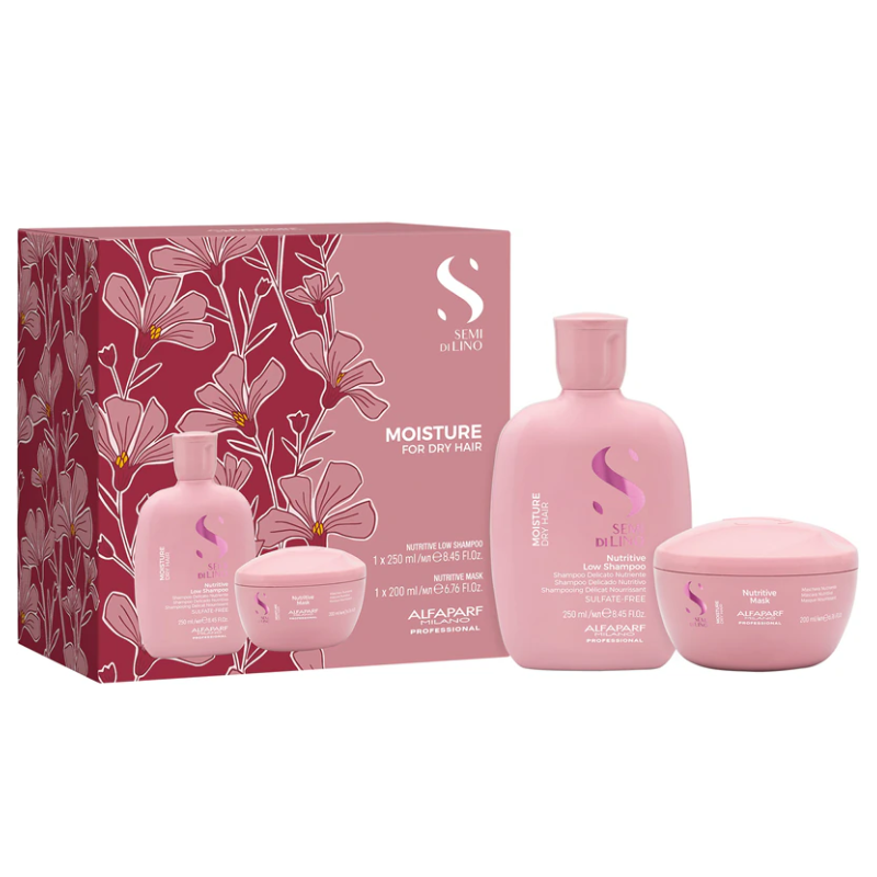 Alfaparf semi di lino moisture shampoo 250 ml e maschera 200 ml - super idratazione per capelli secchi