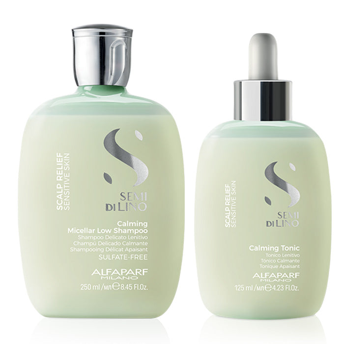 Alfaparf Semi Di Lino Scalp Renew Calming Shampoo 250 ml and Tonic 125 ml - Soothing treatment for the scalp