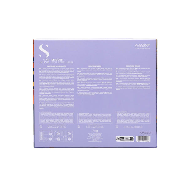 Alfaparf semi di lino smooth holiday kit shampoo smoothing 250 ml-mask 200 ml e cream 125 ml - trattamento anticrespo per capelli da sottili a medi