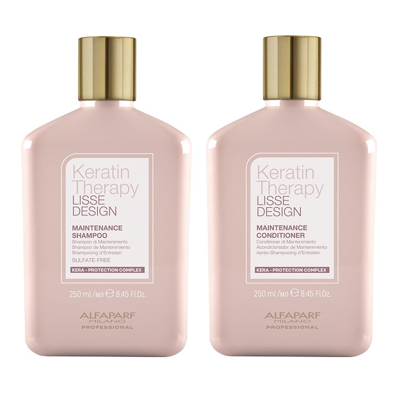 Alfaparf keratin therapy lisse shampoo e conditioner - mantenimento capelli lisci alla cheratina