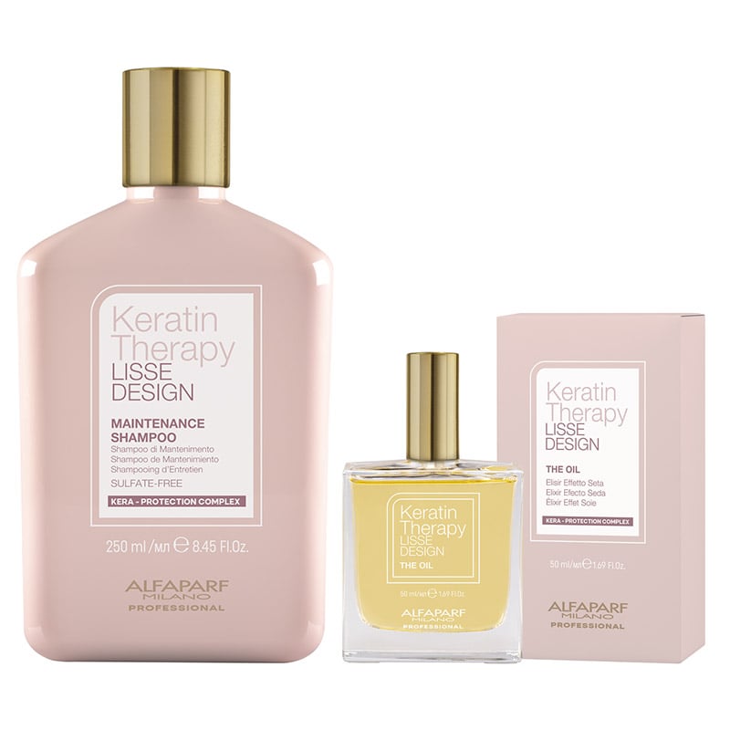 Alfaparf Keratin Therapy Smooth Shampoo and Oil - Maintaining Smooth Hair with Keratin