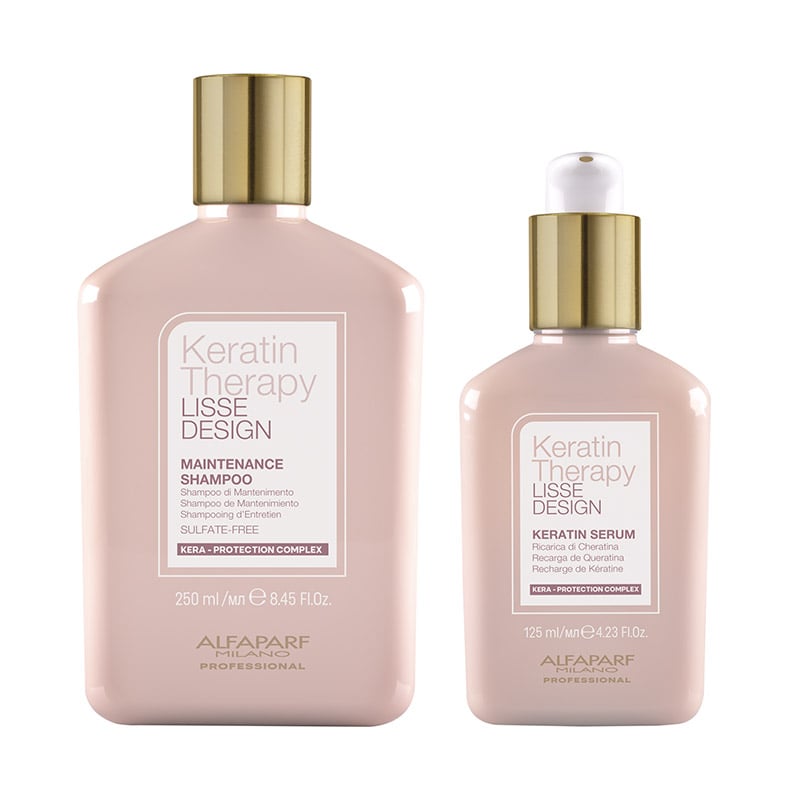 Alfaparf Keratin Therapy Smooth Shampoo and Serum - Maintaining Smooth Hair with Keratin