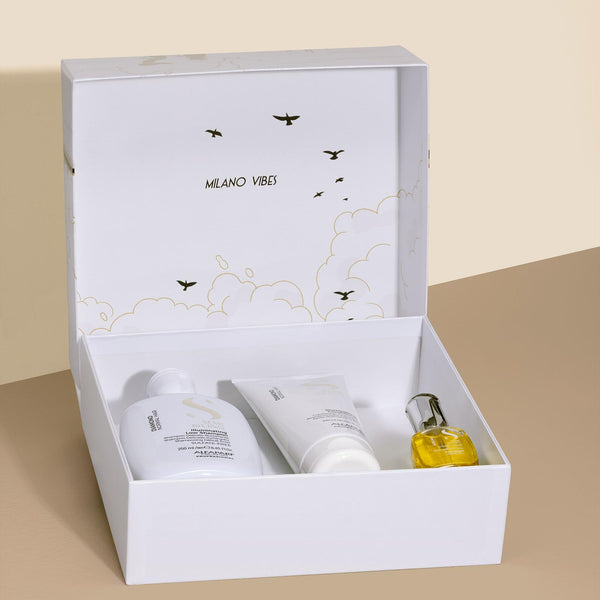 Alfaparf semi di lino diamond holiday kit shampoo 250 ml-conditioner 200 ml e cristalli 15 ml - estrema brillantezza