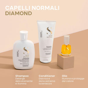 Alfaparf semi di lino diamond holiday kit shampoo 250 ml-conditioner 200 ml e cristalli 15 ml - estrema brillantezza