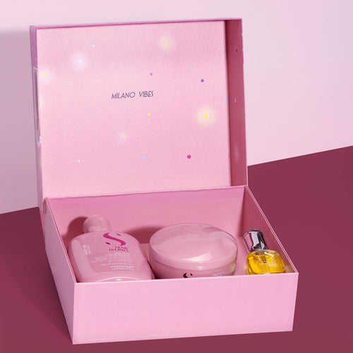 Alfaparf semi di lino moisture holiday kit shampoo 250 ml-mask 200 ml e cristalli 15 ml - per capelli secchi