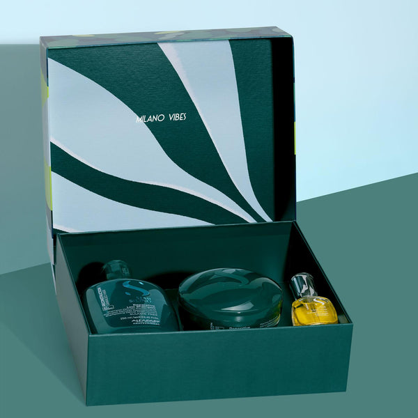 Alfaparf semi di lino reconstruction holiday kit shampoo 250 ml-mask 200 ml e cristalli 15 ml - per capelli danneggiati