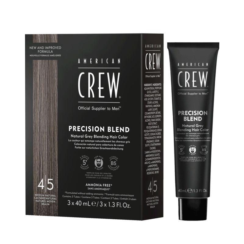 American crew precision blend 4-5 medium natural (castano medio) - 3 flaconi x 40 ml / 1.35 Fl.Oz