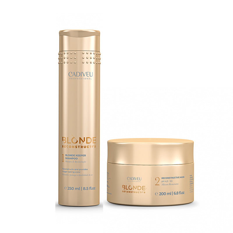 Brasil cacau kit blonde reconstructor - shampoo e maschera per ricostruire e mantenere il colore dei capelli biondi/decolorati