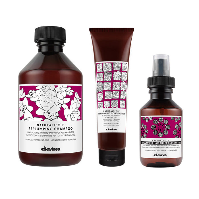 Davines Kit naturaltech rimpolpante - replumping shampoo 250 ml - conditioner 250 ml e hair filler 100 ml