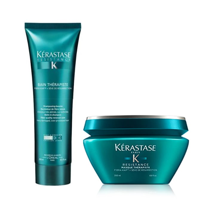 Kerastase resistence rituel capelli sfibrati/molto danneggiati - bain therapiste 250 ml e masque therapiste 200 ml