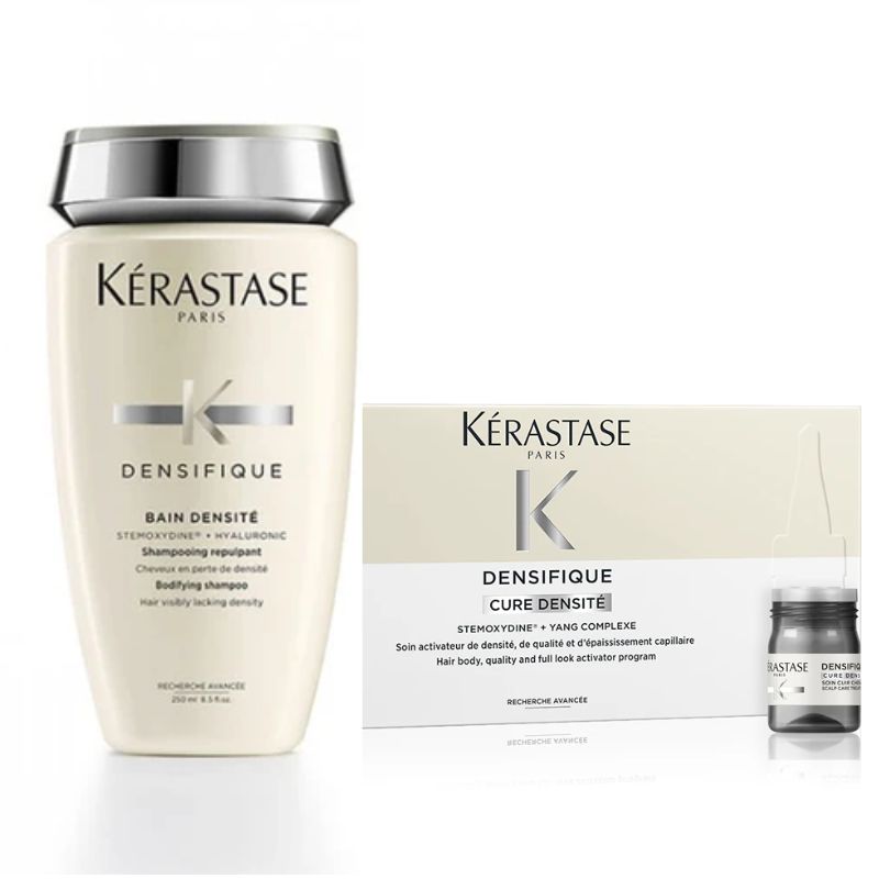Kerastase densifique rituel femme - bain densitis 250 ml + 10 vials x 6ml / 0.20 fl.oz - intensive densifying program for women