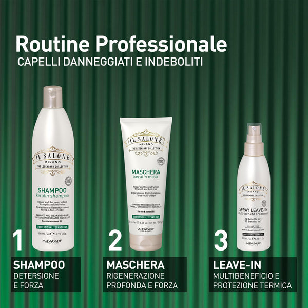 Il salone milano keratin kit (shampoo 500 ml - mask 250 ml - leave in 200 ml)