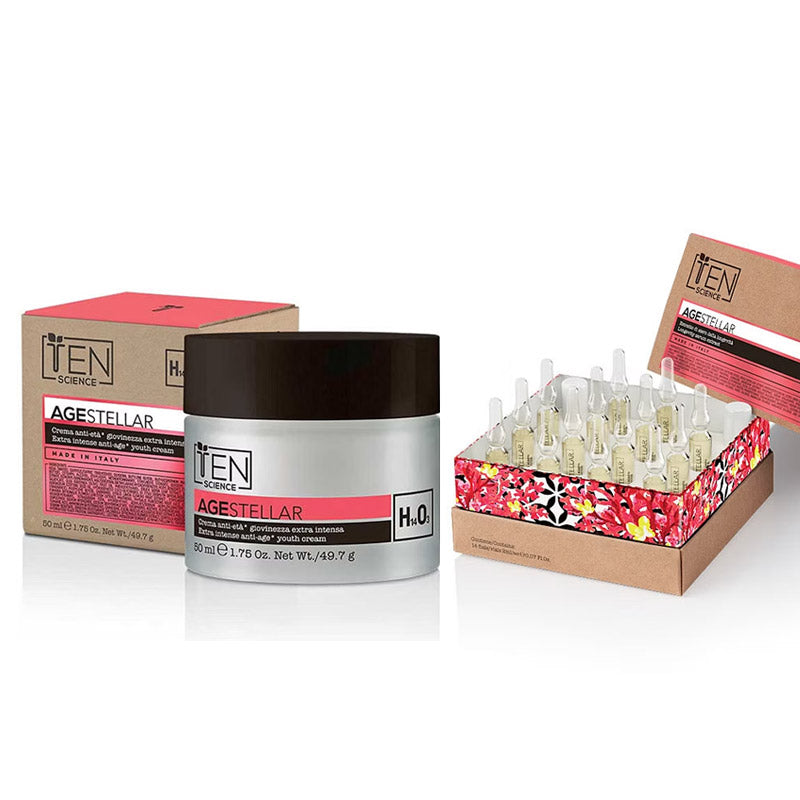 Ten science age stellar beauty routine anti-aging deep wrinkles face - age stellar extra cream 50 ml and serum 14 vials