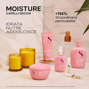 Alfaparf semi di lino moisture shampoo 250 ml e maschera 200 ml - super idratazione per capelli secchi