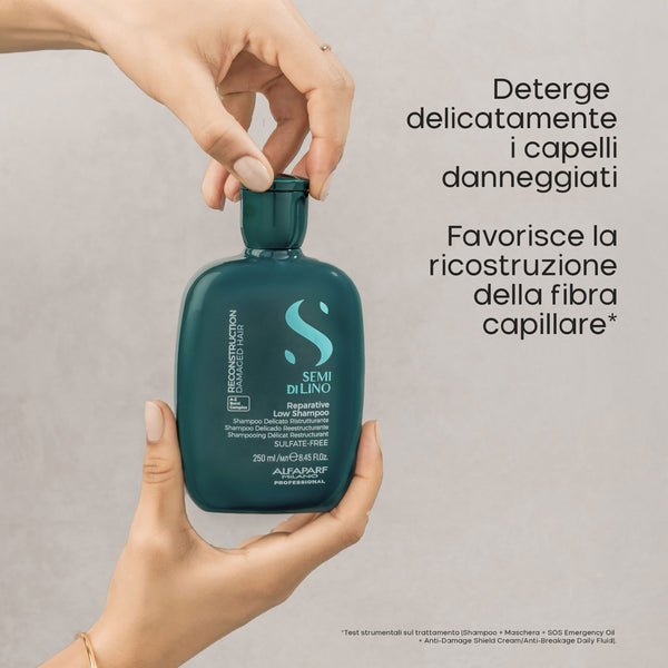 Alfaparf semi di lino reconstruction shampoo 250 ml e maschera 200 ml - nutrimento per capelli danneggiati