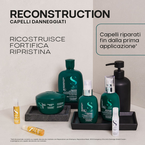 Alfaparf semi di lino reconstruction shampoo 250 ml e maschera 200 ml - nutrimento per capelli danneggiati