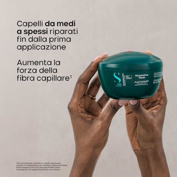 Alfaparf semi di lino reconstruction shampoo 250 ml e maschera 200 ml - nutrimento per capelli danneggiati fini