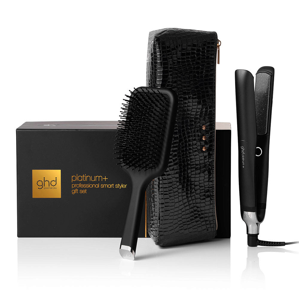 Ghd platinum styler gift set - piastra per capelli media, spazzola e pochette