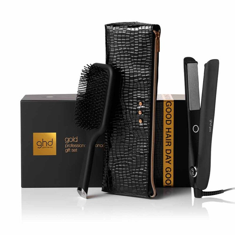 Ghd gold styler gift set - piastra per capelli media, spazzola e pochette