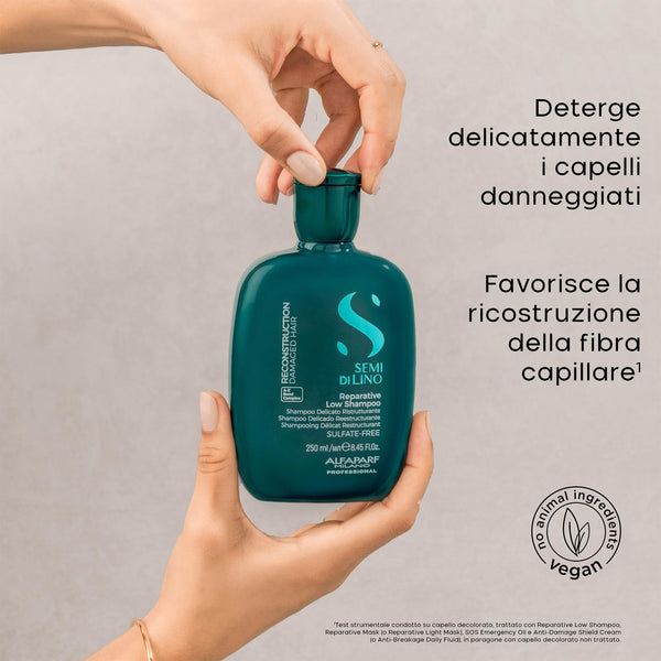 Alfaparf semi di lino reparative shampoo low - shampoo ristrutturante per capelli danneggiati e sfibrati