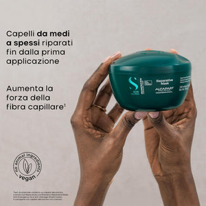 Alfaparf semi di lino reparative mask - maschera ristrutturante intensiva per capelli danneggiati e sfibrati da medi a grossi