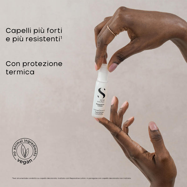 Alfaparf Semi di Lino Reparative Lotion - a leave-in restructuring treatment. Repairs and strengthens damaged hair.