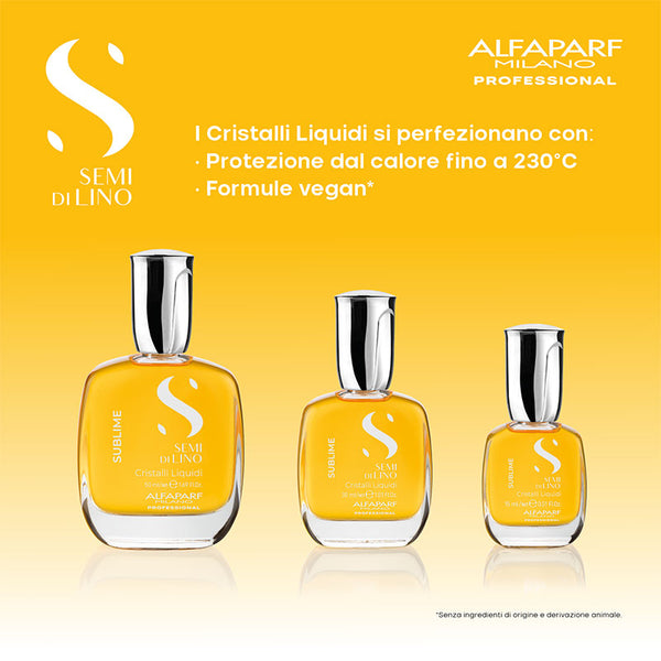 Alfaparf semi di lino sublime cristalli liquidi 15 ml - olio illuminante istantaneo per tutti i tipi di capelli