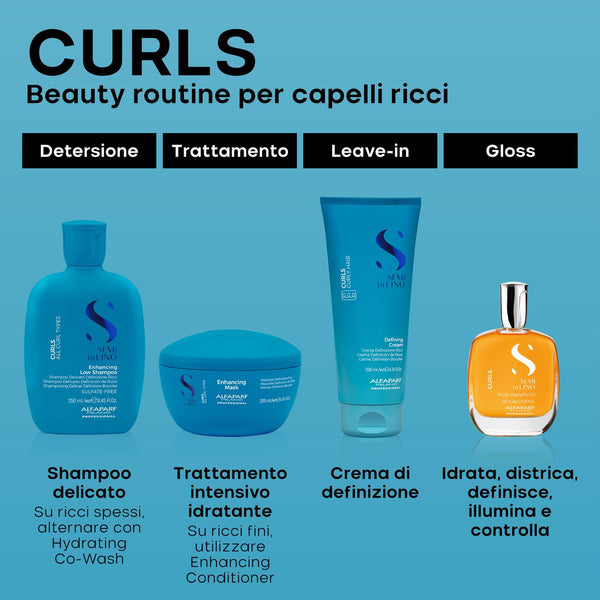 Alfaparf Semi di Lino Curls Defining Cream - Crema sin enjuague para cabello rizado. Define y controla los rizos.
