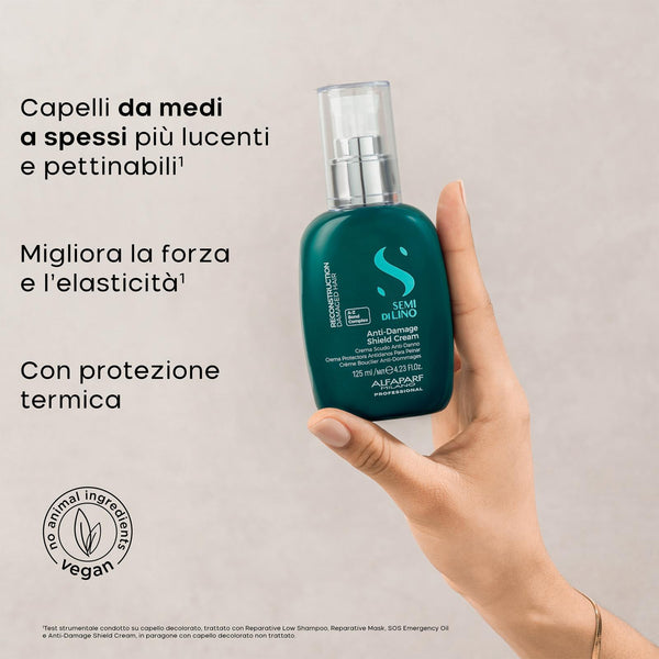 Alfaparf semi di lino anti damage shield cream - crema ristrutturante per capelli danneggiati da medi a spessi