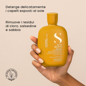 Alfaparf semi di lino sunshine after sun low shampoo 250 ml e sun treatment 200 ml - trattamento capelli doposole