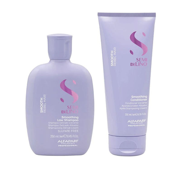 Alfaparf semi di lino smooth kit shampoo smoothing 250 ml-conditioner 200 ml - trattamento anticrespo per capelli da sottili a medi