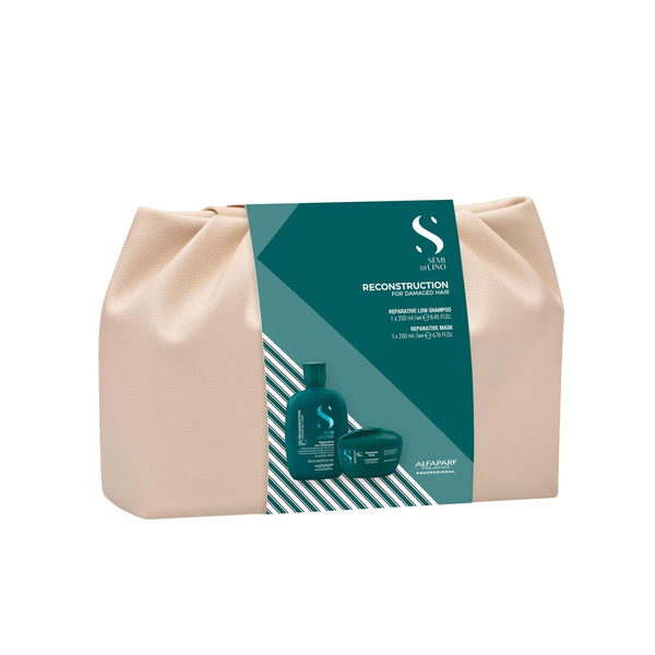 Alfaparf semi di lino Duo Kit reconstruction shampoo 250 ml e maschera 200 ml - nutrimento per capelli danneggiati