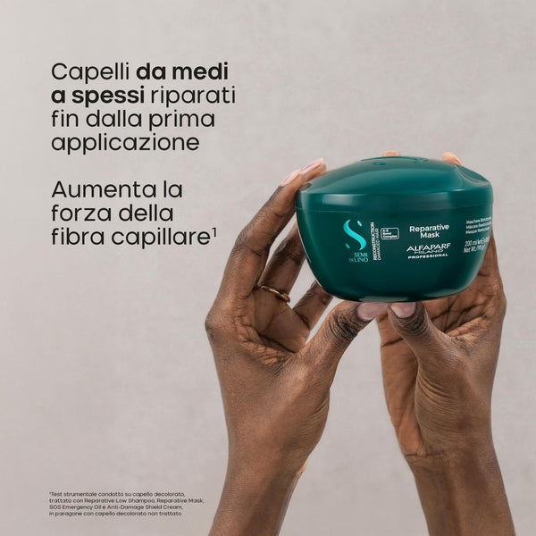 Alfaparf semi di lino Duo Kit reconstruction shampoo 250 ml e maschera 200 ml - nutrimento per capelli danneggiati