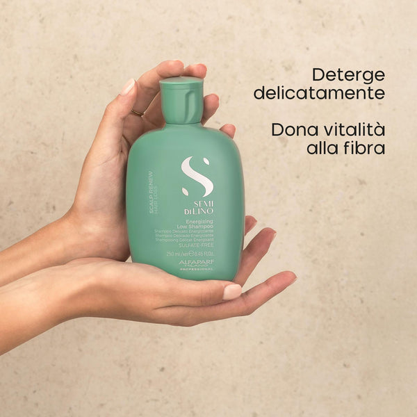 Alfaparf semi di lino Duo Kit scalp renew shampoo energizing 250 ml e lozione 12 fiale x 10 ml - trattamento anticaduta