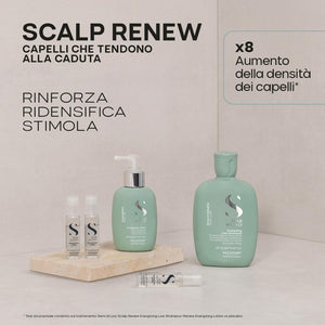 Alfaparf semi di lino Duo Kit scalp renew shampoo energizing 250 ml e lozione 12 fiale x 10 ml - trattamento anticaduta