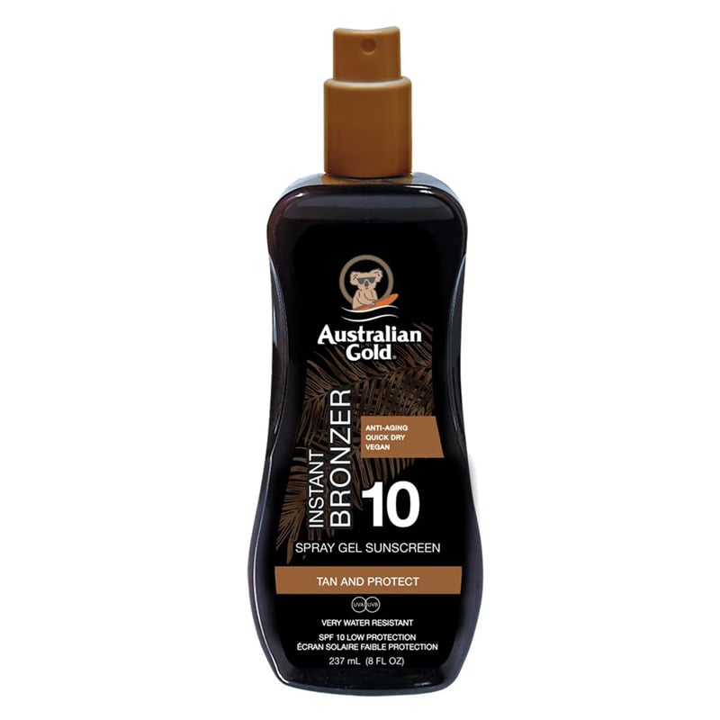 Australian gold spf 10 instant bronzer spray gel sunscreen