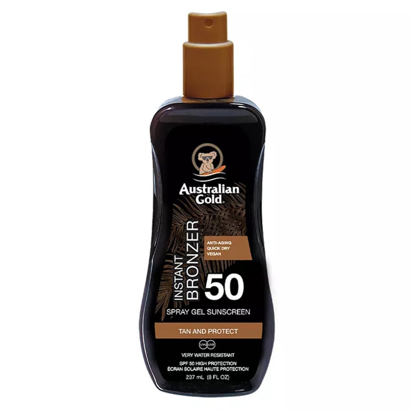 Australian gold spf 50 instant bronzer spray gel sunscreen