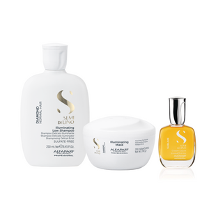 Alfaparf semi di lino diamond shampoo 250 ml-mask 200 ml e cristalli 30 ml - capelli brillanti