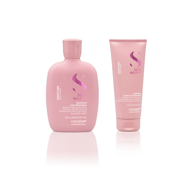 Alfaparf semi di lino moisture shampoo 250 ml e leave-in conditioner 200 ml - idratazione per capelli secchi