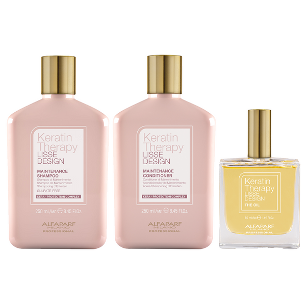 Alfaparf keratin therapy lisse shampoo-conditioner e oil - mantenimento capelli lisci alla cheratina