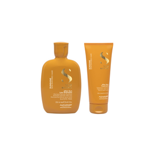 Alfaparf semi di lino sunshine after sun low shampoo 250 ml e sun treatment 200 ml - trattamento capelli doposole