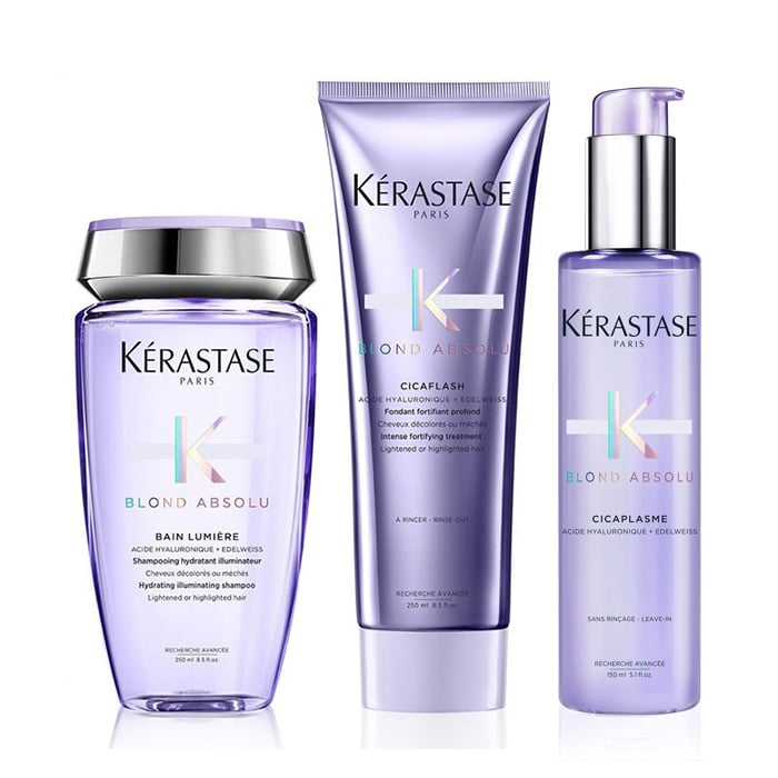 Kerastase blond absolu rituel - bain lumiere 250 ml - cicaflash 200 ml e cicaplasme 150 ml