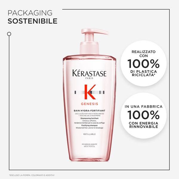 Kerastase genesis bain shampoo hydra-fortifiant - shampoo fortificante per capelli indeboliti, e propensi alla caduta dovuta alla rottura