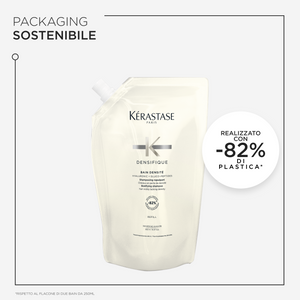 Kerastase densifique refill bain densite' - a densifying shampoo that thickens fine hair, leaving it fuller and more elastic.