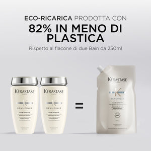 Kerastase densifique refill bain densite' - a densifying shampoo that thickens fine hair, leaving it fuller and more elastic.