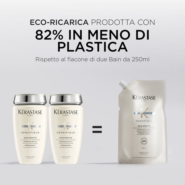 Kerastase densifique refill bain densite' - a densifying shampoo that thickens fine hair, leaving it fuller and more elastic.