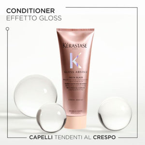 Kerastase - gloss absolu rituel - bain hydra glaze 250 ml - fondant insta glaze 250 ml - trattamento idratante ed illuminante per capelli crespi