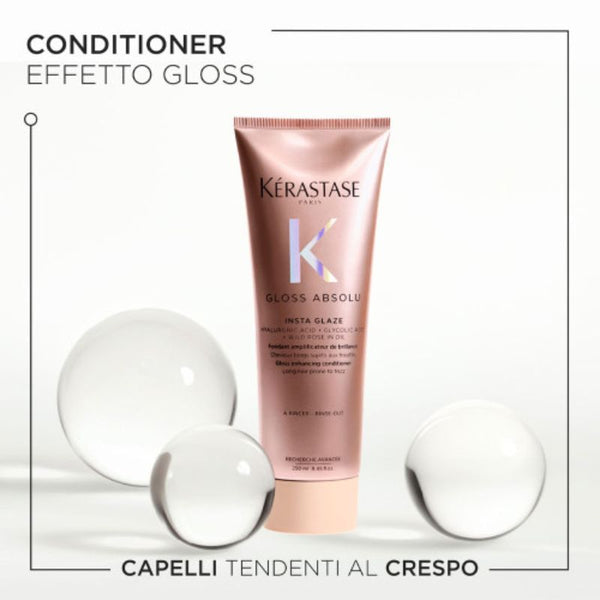 Kerastase - gloss absolu rituel - bain hydra glaze 250 ml - fondant insta glaze 250 ml - trattamento idratante ed illuminante per capelli crespi