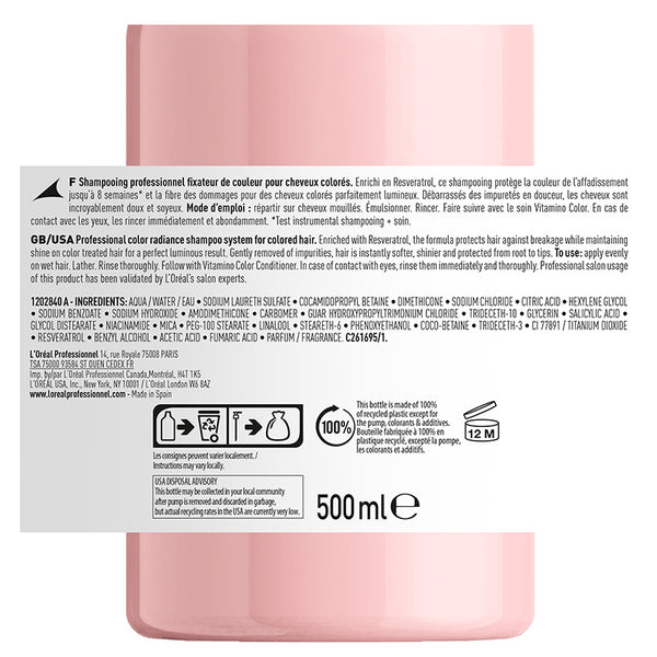 L'oreal serie expert vitamino color shampoo - shampoo per capelli colorati. azione anti-sbiadimento del colore
