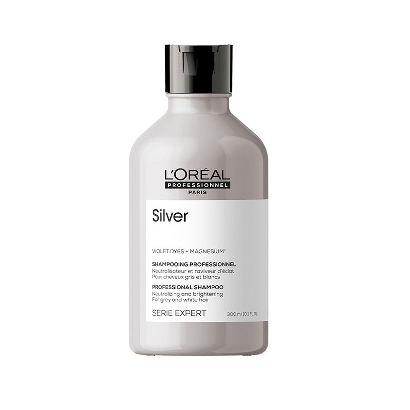L'oreal serie expert silver shampoo - shampoo per capelli grigi e bianchi. neutralizza i riflessi gialli indesiderati